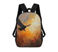 sinyumoney Mochilas Para Niños Mochila Escolar Eagle in Flight Oil Painting Mochila Escolar Impresa En 3D Para Niños Estudiantes De Primaria Y Secundaria 17inch
