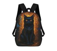 sinyumoney Mochilas Para Niños Mochila Escolar Elegant Black Cat with Butterflies Mochila Escolar Impresa En 3D Para Niños Estudiantes De Primaria Y Secundaria 17inch