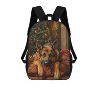 sinyumoney Mochilas Para Niños Mochila Escolar German Shepherd Christmas Portrait Holiday Dog Wall Art Mochila Escolar Impresa En 3D Para Niños Estudiantes De Primaria Y Secundaria 17inch