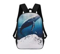 sinyumoney Mochilas Para Niños Mochila Escolar Giant Mountain Blue Whale Mochila Escolar Impresa En 3D Para Niños Estudiantes De Primaria Y Secundaria 17inch
