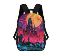 sinyumoney Mochilas Para Niños Mochila Escolar Halloween Castle Under A Full Moon Mochila Escolar Impresa En 3D Para Niños Estudiantes De Primaria Y Secundaria 17inch