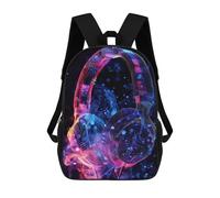 sinyumoney Mochilas Para Niños Mochila Escolar Headphones Colorful Music Mochila Escolar Impresa En 3D Para Niños Estudiantes De Primaria Y Secundaria 17inch