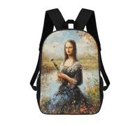 sinyumoney Mochilas Para Niños Mochila Escolar Impressionist Inspired Mona Lisa Mochila Escolar Impresa En 3D Para Niños Estudiantes De Primaria Y Secundaria 17inch