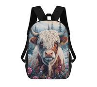 sinyumoney Mochilas Para Niños Mochila Escolar Mochila Para Niños Mochila De Viaje Mochilas Para Libros Impresa En 3D Highland Cow in Winter Mochila Para Niños Y Niñas 17inch