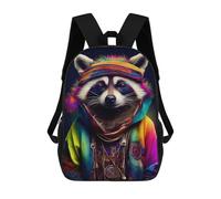 sinyumoney Mochilas Para Niños Mochila Escolar Mochila Para Niños Mochila De Viaje Mochilas Para Libros Impresa En 3D Colorful Raccoon Animals Mochila Para Niños Y Niñas 17inch