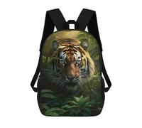 sinyumoney Mochilas Para Niños Mochila Escolar Mochila Para Niños Mochila De Viaje Mochilas Para Libros Impresa En 3D The Tiger in Rain Forest Mochila Para Niños Y Niñas 17inch