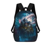 sinyumoney Mochilas Para Niños Mochila Escolar Mochila Para Niños Mochila De Viaje Mochilas Para Libros Impresa En 3D Full Moon Japanese Temple Mochila Para Niños Y Niñas 17inch