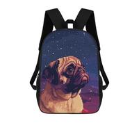 sinyumoney Mochilas Para Niños Mochila Escolar Mochila Para Niños Mochila De Viaje Mochilas Para Libros Impresa En 3D Cute Pug Dog Pixel Art Mochila Para Niños Y Niñas 17inch