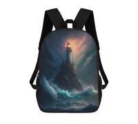 sinyumoney Mochilas Para Niños Mochila Escolar Mochila Para Niños Mochila De Viaje Mochilas Para Libros Impresa En 3D A Lighthouse in A Storm V6 Mochila Para Niños Y Niñas 17inch