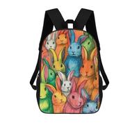 sinyumoney Mochilas Para Niños Mochila Escolar Mochila Para Niños Mochila De Viaje Mochilas Para Libros Impresa En 3D Colorful Rabbit Collage Mochila Para Niños Y Niñas 17inch