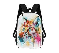 sinyumoney Mochilas Para Niños Mochila Escolar Mochila Para Niños Mochila De Viaje Mochilas Para Libros Impresa En 3D Watercolor Bobcat Painting Mochila Para Niños Y Niñas 17inch