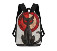 sinyumoney Mochilas Para Niños Mochila Escolar Mochila Para Niños Mochila De Viaje Mochilas Para Libros Impresa En 3D Stained Glass Black Cat Mochila Para Niños Y Niñas 17inch