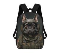 sinyumoney Mochilas Para Niños Mochila Escolar Mochila Para Niños Mochila De Viaje Mochilas Para Libros Impresa En 3D French Bulldog Soldier Mochila Para Niños Y Niñas 17inch