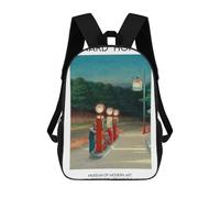 sinyumoney Mochilas Para Niños Mochila Escolar Mochila Para Niños Mochila De Viaje Mochilas Para Libros Impresa En 3D Edward Hopper Gas 1940 Mochila Para Niños Y Niñas 17inch