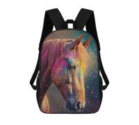 sinyumoney Mochilas Para Niños Mochila Escolar Mochila Para Niños Mochila De Viaje Mochilas Para Libros Impresa En 3D Horse With Colorful Powder Mochila Para Niños Y Niñas 17inch