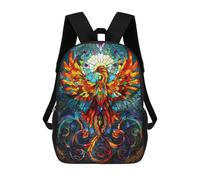 sinyumoney Mochilas Para Niños Mochila Escolar Mochila Para Niños Mochila De Viaje Mochilas Para Libros Impresa En 3D Phoenix Stained Glass Mochila Para Niños Y Niñas 17inch