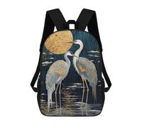 sinyumoney Mochilas Para Niños Mochila Escolar Mochila Para Niños Mochila De Viaje Mochilas Para Libros Impresa En 3D Two Herons Under The Moon Mochila Para Niños Y Niñas 17inch