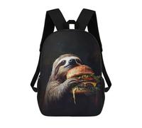 sinyumoney Mochilas Para Niños Mochila Escolar Mochila Para Niños Mochila De Viaje Mochilas Para Libros Impresa En 3D Sloth Eating Burger Mochila Para Niños Y Niñas 17inch