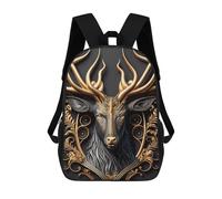 sinyumoney Mochilas Para Niños Mochila Escolar Mochila Para Niños Mochila De Viaje Mochilas Para Libros Impresa En 3D Golden Antlered Deer Portrait Mochila Para Niños Y Niñas 17inch