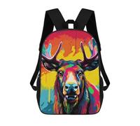 sinyumoney Mochilas Para Niños Mochila Escolar Mochila Para Niños Mochila De Viaje Mochilas Para Libros Impresa En 3D Colorful Moose Illustration Mochila Para Niños Y Niñas 17inch