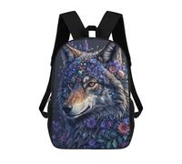 sinyumoney Mochilas Para Niños Mochila Escolar Mochila Para Niños Mochila De Viaje Mochilas Para Libros Impresa En 3D Flower Crown Wolf Mochila Para Niños Y Niñas 17inch