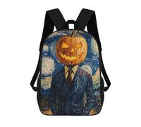 sinyumoney Mochilas Para Niños Mochila Escolar Mochila Para Niños Mochila De Viaje Mochilas Para Libros Impresa En 3D Pumpkin Head in Starry Night Mochila Para Niños Y Niñas 17inch