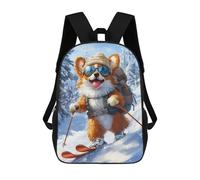 sinyumoney Mochilas Para Niños Mochila Escolar Mochila Para Niños Mochila De Viaje Mochilas Para Libros Impresa En 3D Corgi Skiing Adventure Mochila Para Niños Y Niñas 17inch