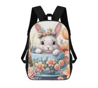 sinyumoney Mochilas Para Niños Mochila Escolar Mochila Para Niños Mochila De Viaje Mochilas Para Libros Impresa En 3D Cute Rabbit in A Cup Mochila Para Niños Y Niñas 17inch