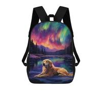 sinyumoney Mochilas Para Niños Mochila Escolar Mochila Para Niños Mochila De Viaje Mochilas Para Libros Impresa En 3D Golden Retriever Aurora Lake Mochila Para Niños Y Niñas 17inch