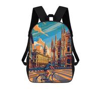 sinyumoney Mochilas Para Niños Mochila Escolar Mochila Para Niños Mochila De Viaje Mochilas Para Libros Impresa En 3D Cycling in Milan Mochila Para Niños Y Niñas 17inch