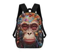 sinyumoney Mochilas Para Niños Mochila Escolar Mochila Para Niños Mochila De Viaje Mochilas Para Libros Impresa En 3D Colorful Monkey Portrait -5 Mochila Para Niños Y Niñas 17inch