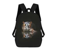 sinyumoney Mochilas Para Niños Mochila Escolar Mochila Para Niños Mochila De Viaje Mochilas Para Libros Impresa En 3D Hippopotamus Mother And Calf Mochila Para Niños Y Niñas 17inch