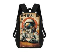 sinyumoney Mochilas Para Niños Mochila Escolar Mochila Para Niños Mochila De Viaje Mochilas Para Libros Impresa En 3D Astronaut Eating Ramen in Space Mochila Para Niños Y Niñas 17inch