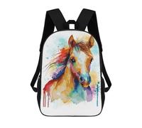 sinyumoney Mochilas Para Niños Mochila Escolar Mochila Para Niños Mochila De Viaje Mochilas Para Libros Impresa En 3D Watercolor Baby Horse Art Mochila Para Niños Y Niñas 17inch