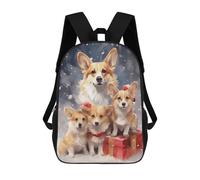 sinyumoney Mochilas Para Niños Mochila Escolar Mochila Para Niños Mochila De Viaje Mochilas Para Libros Impresa En 3D Snow Corgi Dog Family Xmas Mochila Para Niños Y Niñas 17inch