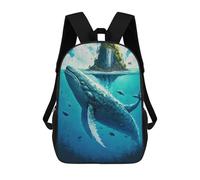 sinyumoney Mochilas Para Niños Mochila Escolar Mochila Para Niños Mochila De Viaje Mochilas Para Libros Impresa En 3D Whale Island Fantasy Mochila Para Niños Y Niñas 17inch