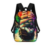 sinyumoney Mochilas Para Niños Mochila Escolar Mochila Para Niños Mochila De Viaje Mochilas Para Libros Impresa En 3D Colorful Sailing Ship Artwork Mochila Para Niños Y Niñas 17inch