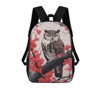 sinyumoney Mochilas Para Niños Mochila Escolar Mochila Para Niños Mochila De Viaje Mochilas Para Libros Impresa En 3D Owl Japanese Painting Mochila Para Niños Y Niñas 17inch