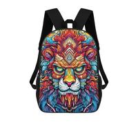sinyumoney Mochilas Para Niños Mochila Escolar Mochila Para Niños Mochila De Viaje Mochilas Para Libros Impresa En 3D Colorful Lion Portrait Mochila Para Niños Y Niñas 17inch