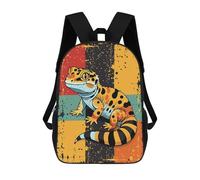 sinyumoney Mochilas Para Niños Mochila Escolar Mochila Para Niños Mochila De Viaje Mochilas Para Libros Impresa En 3D Cartoon Gecko with Retro Background Mochila Para Niños Y Niñas 17inch