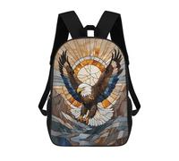 sinyumoney Mochilas Para Niños Mochila Escolar Mochila Para Niños Mochila De Viaje Mochilas Para Libros Impresa En 3D Eagle Stained Glass Mochila Para Niños Y Niñas 17inch