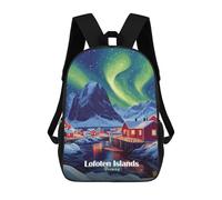 sinyumoney Mochilas Para Niños Mochila Escolar Mochila Para Niños Mochila De Viaje Mochilas Para Libros Impresa En 3D Lofoten Islands Aurora Borealis Mochila Para Niños Y Niñas 17inch