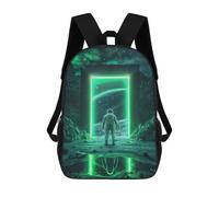 sinyumoney Mochilas Para Niños Mochila Escolar Mochila Para Niños Mochila De Viaje Mochilas Para Libros Impresa En 3D Green Space Neon Portal Mochila Para Niños Y Niñas 17inch