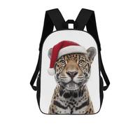 sinyumoney Mochilas Para Niños Mochila Escolar Mochila Para Niños Mochila De Viaje Mochilas Para Libros Impresa En 3D Christmas Jaguar Wearing Santa Hat Mochila Para Niños Y Niñas 17inch