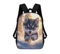 sinyumoney Mochilas Para Niños Mochila Escolar Mochila Para Niños Mochila De Viaje Mochilas Para Libros Impresa En 3D Cute Wolf Pup in Snow Mochila Para Niños Y Niñas 17inch
