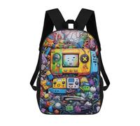 sinyumoney Mochilas Para Niños Mochila Escolar Mochila Para Niños Mochila De Viaje Mochilas Para Libros Impresa En 3D Vibrant Retro Gaming Collage -10 Mochila Para Niños Y Niñas 17inch