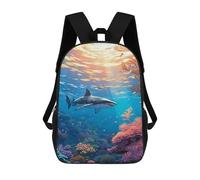 sinyumoney Mochilas Para Niños Mochila Escolar Mochila Para Niños Mochila De Viaje Mochilas Para Libros Impresa En 3D Shark in Coral Paradise Mochila Para Niños Y Niñas 17inch