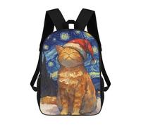 sinyumoney Mochilas Para Niños Mochila Escolar Mochila Para Niños Mochila De Viaje Mochilas Para Libros Impresa En 3D Orange Cat Santa Hat Mochila Para Niños Y Niñas 17inch