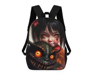 sinyumoney Mochilas Para Niños Mochila Escolar Monster And Girl with Red Eyes Mochila Escolar Impresa En 3D Para Niños Estudiantes De Primaria Y Secundaria 17inch