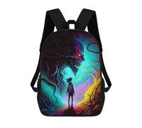 sinyumoney Mochilas Para Niños Mochila Escolar Monster in The Woods Mochila Escolar Impresa En 3D Para Niños Estudiantes De Primaria Y Secundaria 17inch